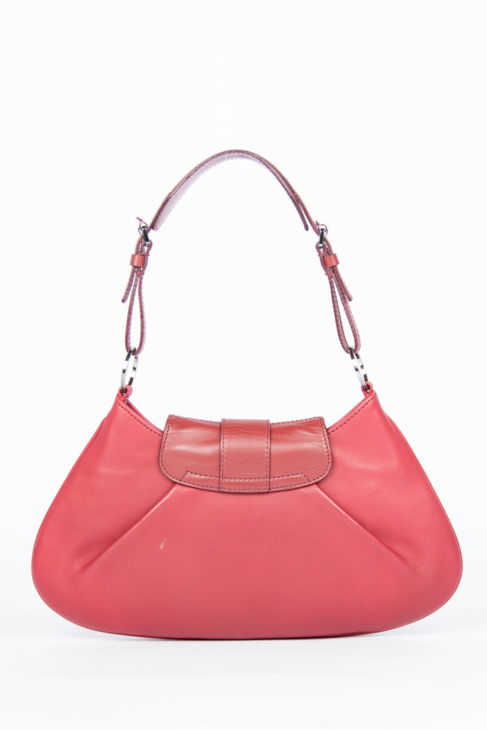 2000s Christian Dior Red Leather Shoulder Bag