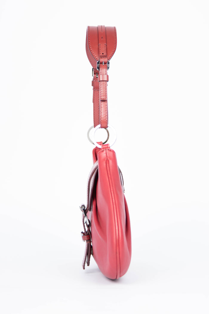 2000s Christian Dior Red Leather Shoulder Bag