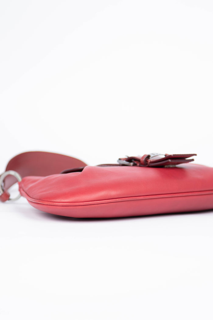 2000s Christian Dior Red Leather Shoulder Bag