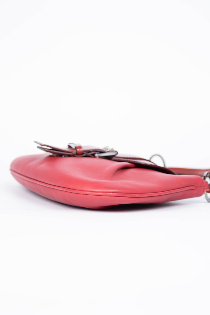 2000s Christian Dior Red Leather Shoulder Bag