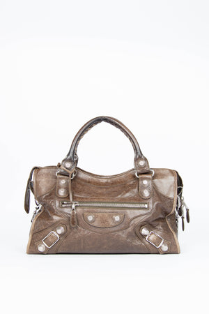 2000s Balenciaga Brown Leather City Giant Bag SHW