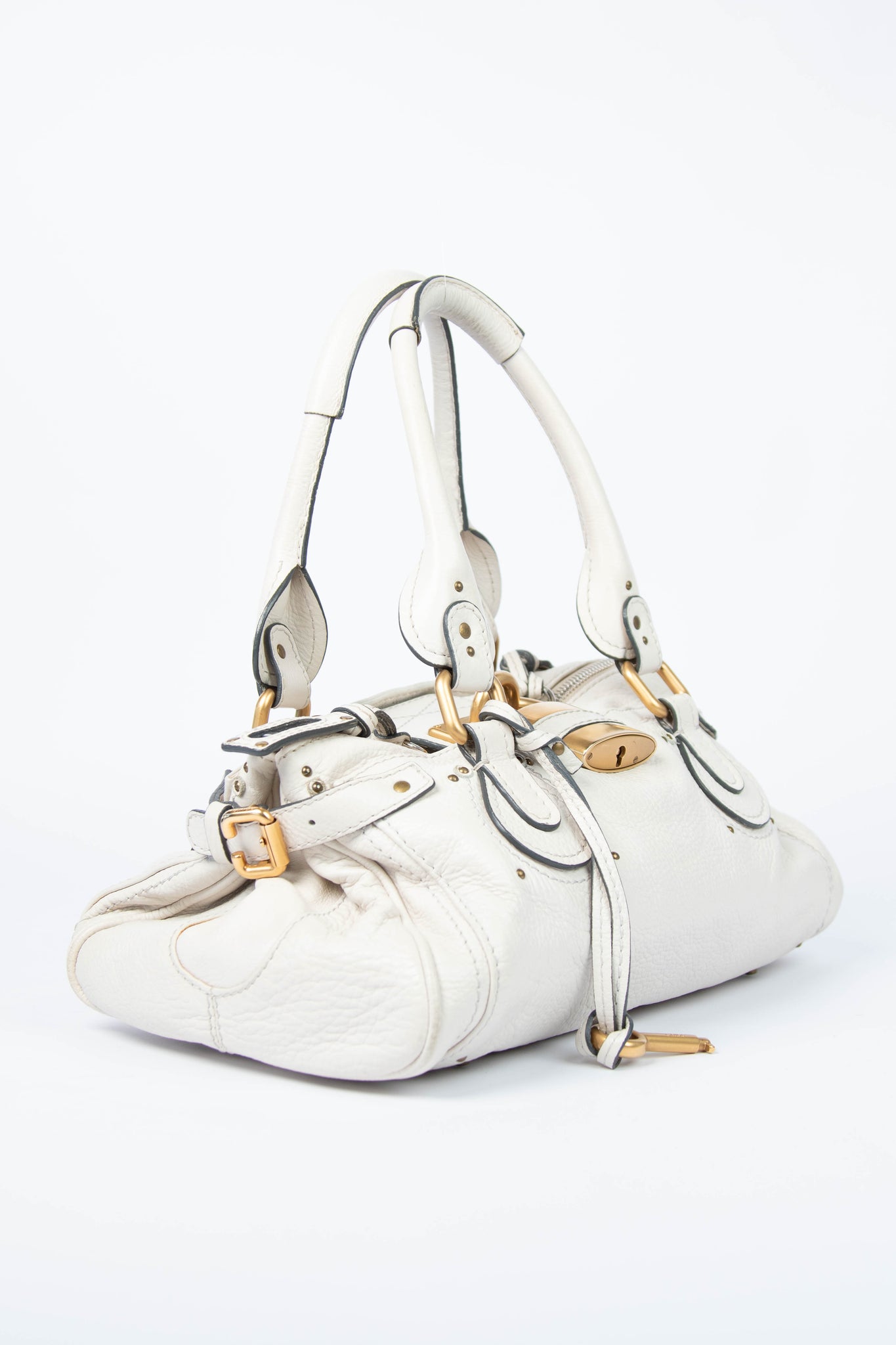 2000s Chloe Cream Leather Paddington Shoulder Bag