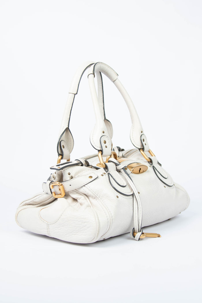 2000s Chloe Cream Leather Paddington Shoulder Bag