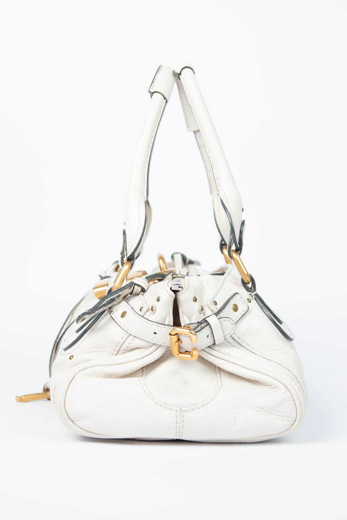2000s Chloe Cream Leather Paddington Shoulder Bag