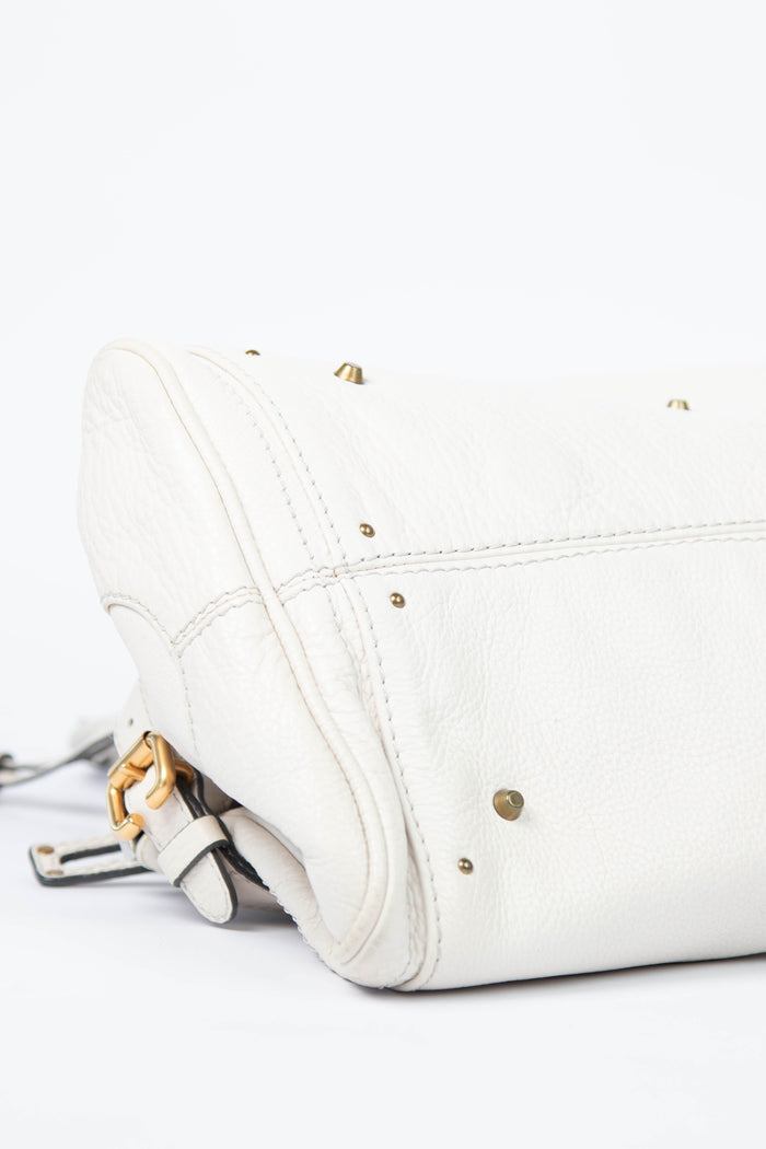 2000s Chloe Cream Leather Paddington Shoulder Bag
