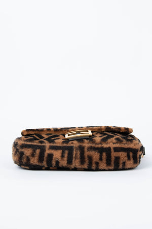 RARE Fendi Shearling Monogram Baguette Bag