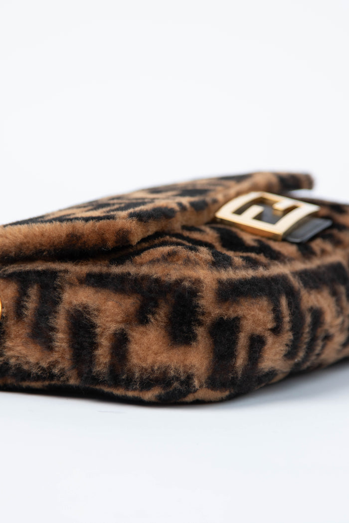 RARE Fendi Shearling Monogram Baguette Bag