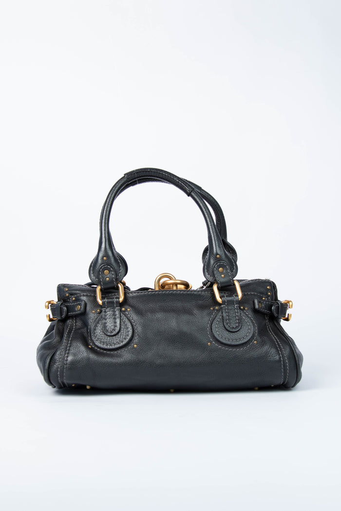 2000s Chloe Black Leather Paddington Shoulder Bag