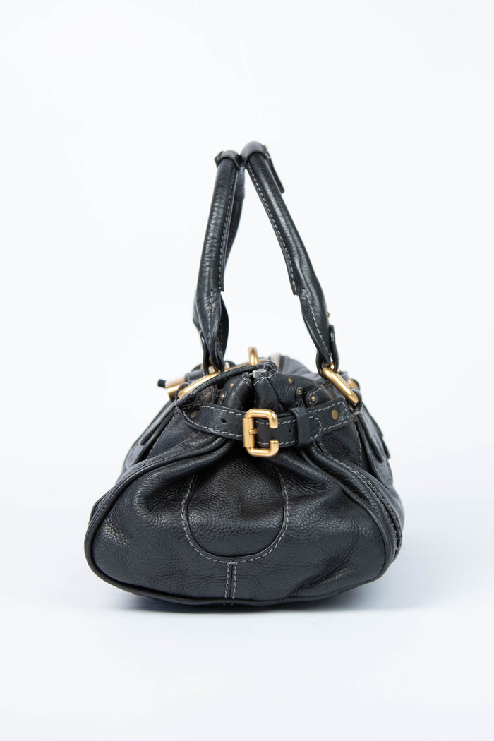 2000s Chloe Black Leather Paddington Shoulder Bag