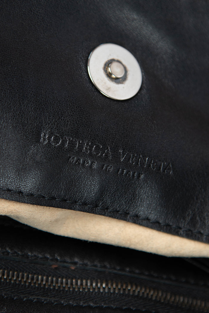 Vintage Bottega Veneta Black Knotted Intrecciato Shoulder Bag