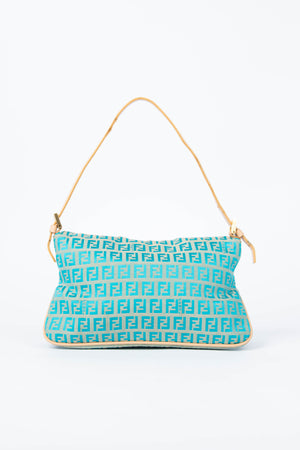 Vintage Fendi Teal Zucchino Shoulder Bag