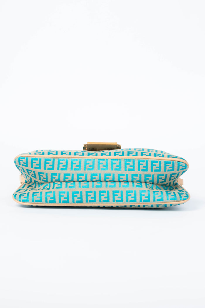 Vintage Fendi Teal Zucchino Shoulder Bag