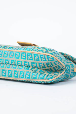 Vintage Fendi Teal Zucchino Shoulder Bag
