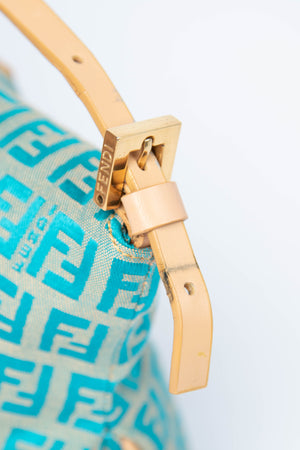 Vintage Fendi Teal Zucchino Shoulder Bag