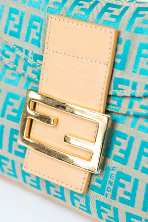 Vintage Fendi Teal Zucchino Shoulder Bag