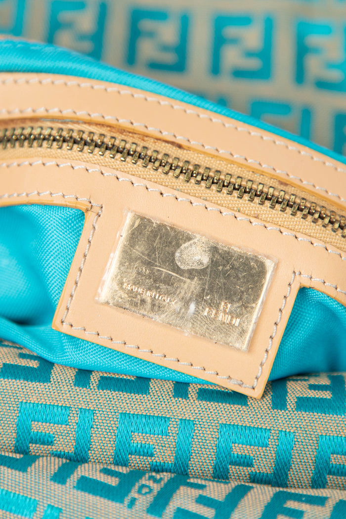 Vintage Fendi Teal Zucchino Shoulder Bag