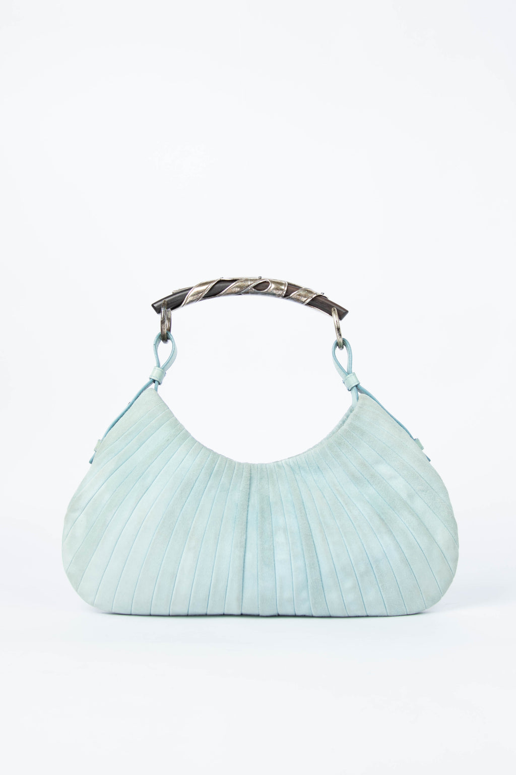 Vintage Yves Saint Laurent Blue Suede Mombasa Top Handle Bag
