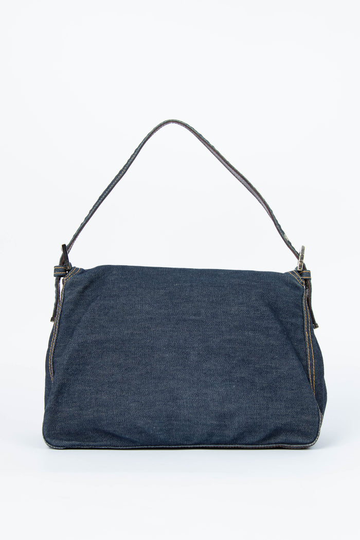 Vintage Fendi Denim Mamma Baguette Shoulder Bag