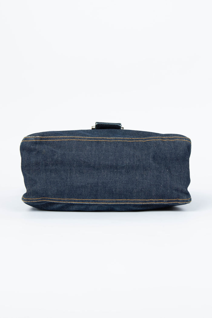 Vintage Fendi Denim Mamma Baguette Shoulder Bag