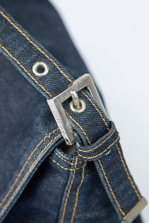 Vintage Fendi Denim Mamma Baguette Shoulder Bag