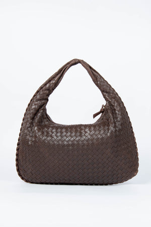 Vintage Bottega Veneta Brown Intrecciato Shoulder Bag