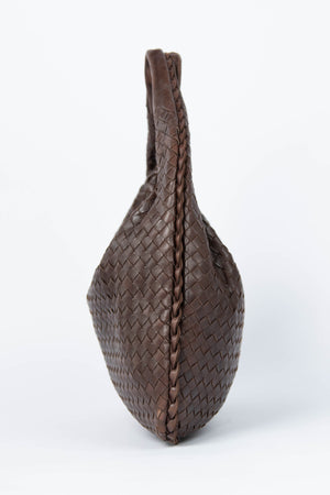Vintage Bottega Veneta Brown Intrecciato Shoulder Bag