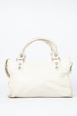 2010s Balenciaga Ivory Leather Giant City Bag SHW