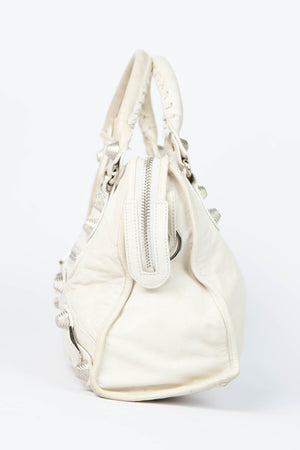 2010s Balenciaga Ivory Leather Giant City Bag SHW