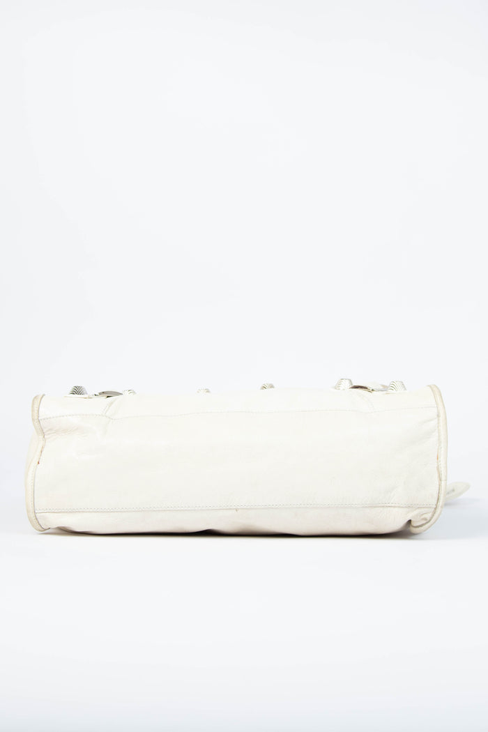 2010s Balenciaga Ivory Leather Giant City Bag SHW