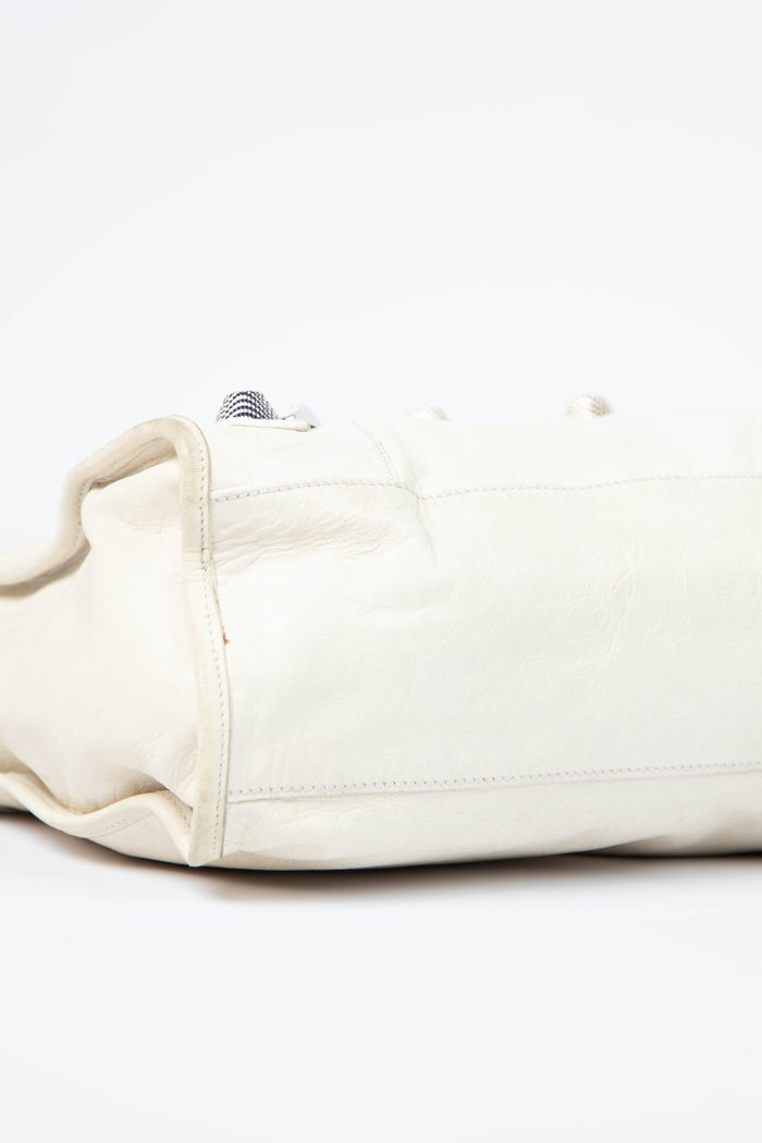 2010s Balenciaga Ivory Leather Giant City Bag SHW