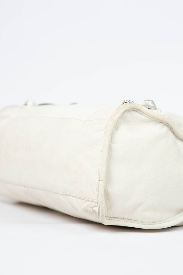 2010s Balenciaga Ivory Leather Giant City Bag SHW