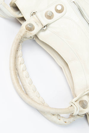 2010s Balenciaga Ivory Leather Giant City Bag SHW
