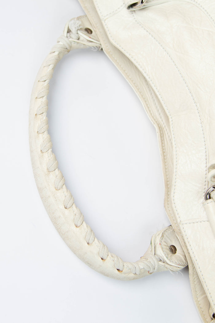 2010s Balenciaga Ivory Leather Giant City Bag SHW