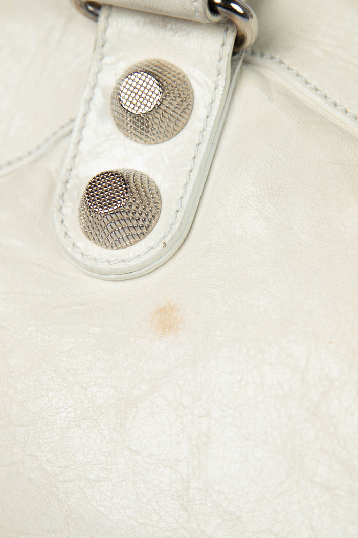 2010s Balenciaga Ivory Leather Giant City Bag SHW