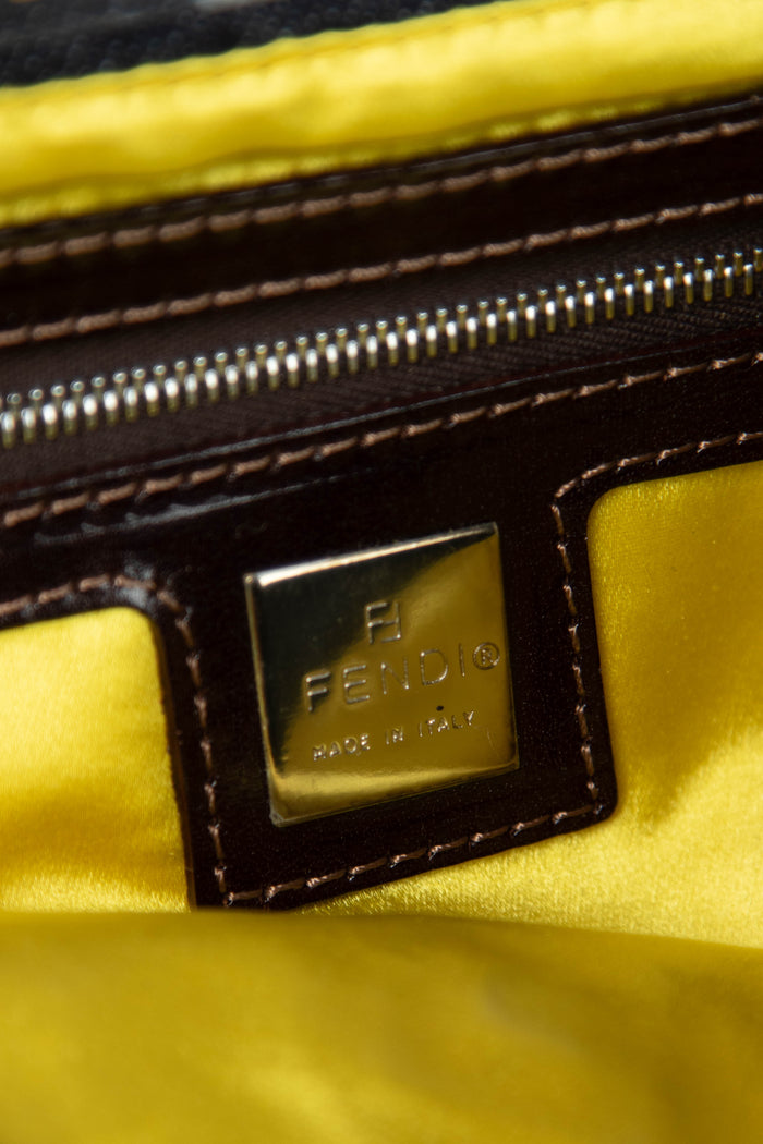 RARE Vintage Fendi Denim Beaded Baguette Shoulder Bag
