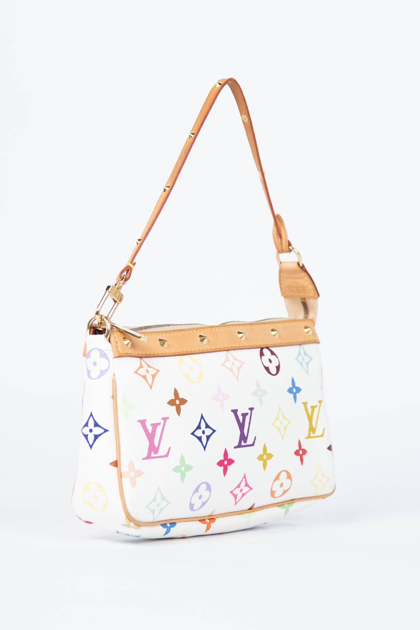RARE Louis Vuitton x Takashi Murakami White Multicolour Pochette Accessoires