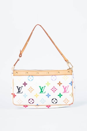 RARE Louis Vuitton x Takashi Murakami White Multicolour Pochette Accessoires