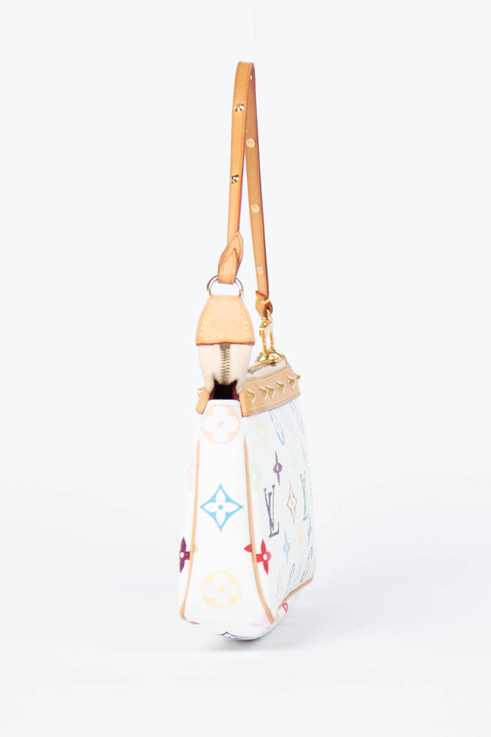 RARE Louis Vuitton x Takashi Murakami White Multicolour Pochette Accessoires