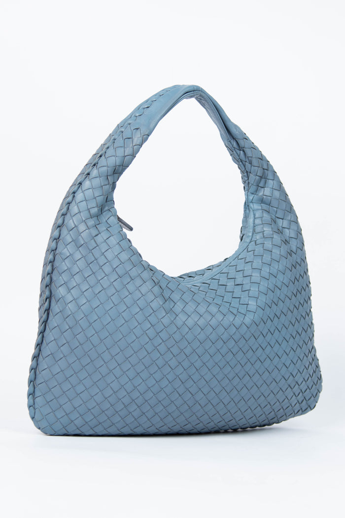 Vintage Bottega Veneta Blue Intrecciato Shoulder Bag