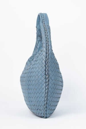Vintage Bottega Veneta Blue Intrecciato Shoulder Bag