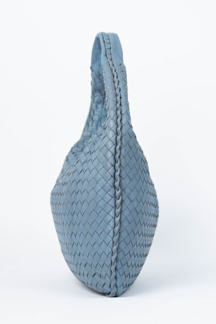 Vintage Bottega Veneta Blue Intrecciato Shoulder Bag
