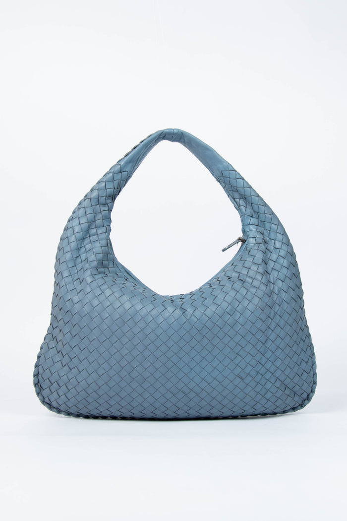Vintage Bottega Veneta Blue Intrecciato Shoulder Bag