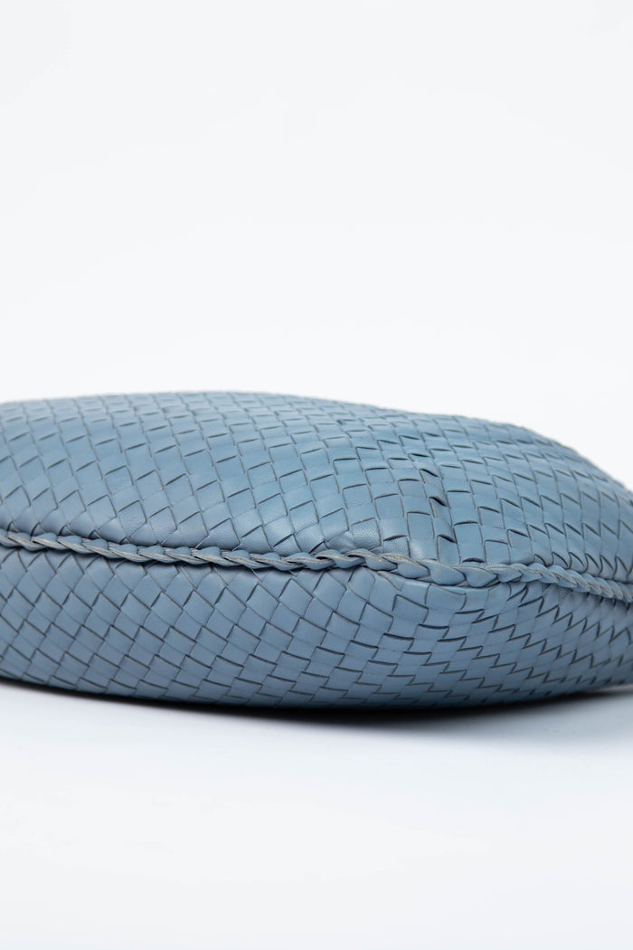 Vintage Bottega Veneta Blue Intrecciato Shoulder Bag
