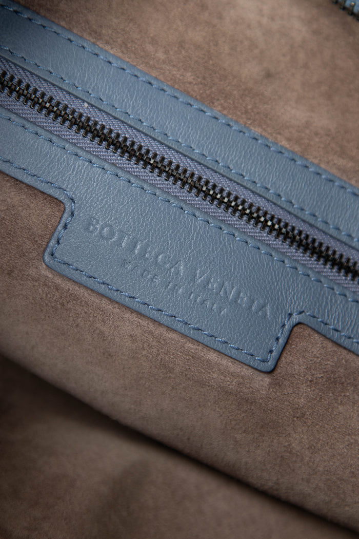 Vintage Bottega Veneta Blue Intrecciato Shoulder Bag
