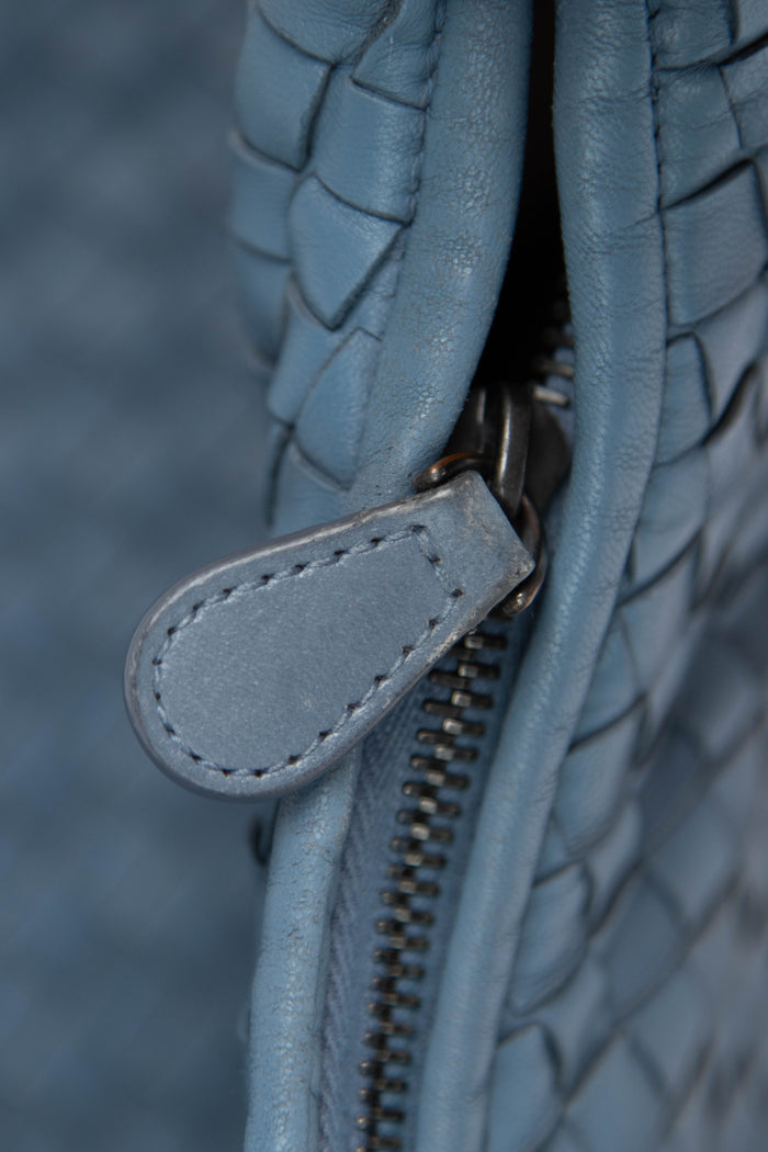 Vintage Bottega Veneta Blue Intrecciato Shoulder Bag