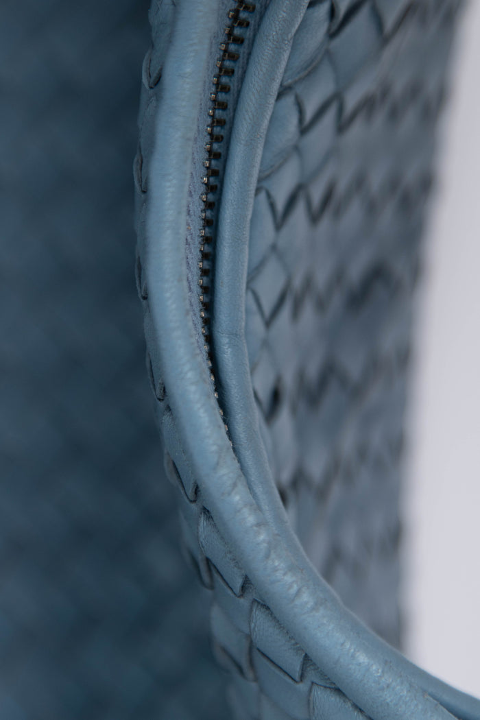 Vintage Bottega Veneta Blue Intrecciato Shoulder Bag