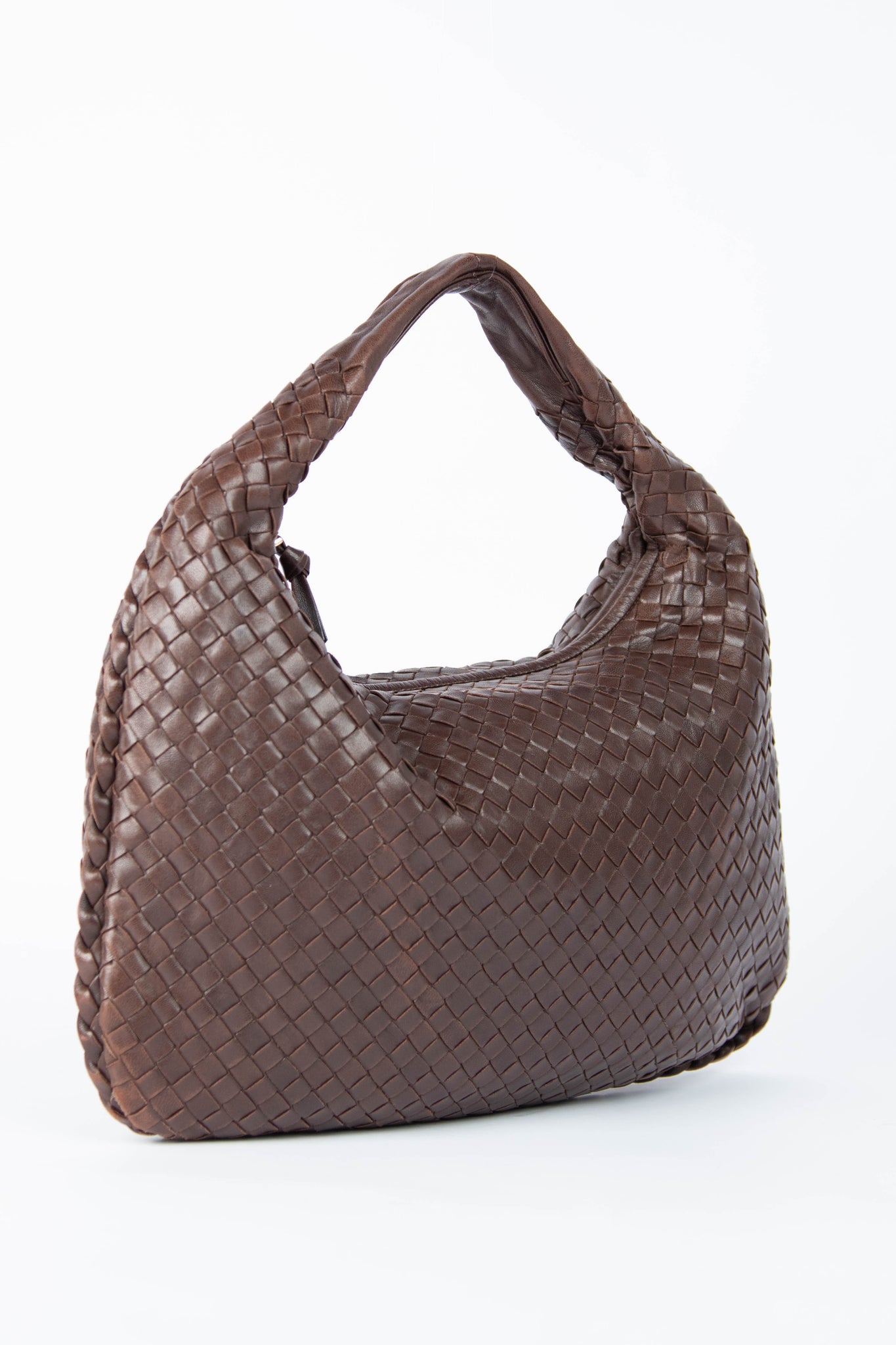 Vintage Bottega Veneta Brown Intrecciato Shoulder Bag