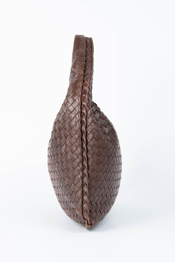 Vintage Bottega Veneta Brown Intrecciato Shoulder Bag