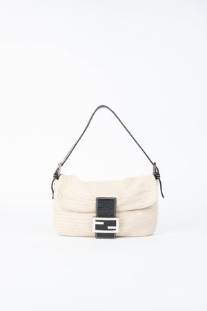 RARE Vintage Fendi Crystal Wicker Baguette Shoulder Bag