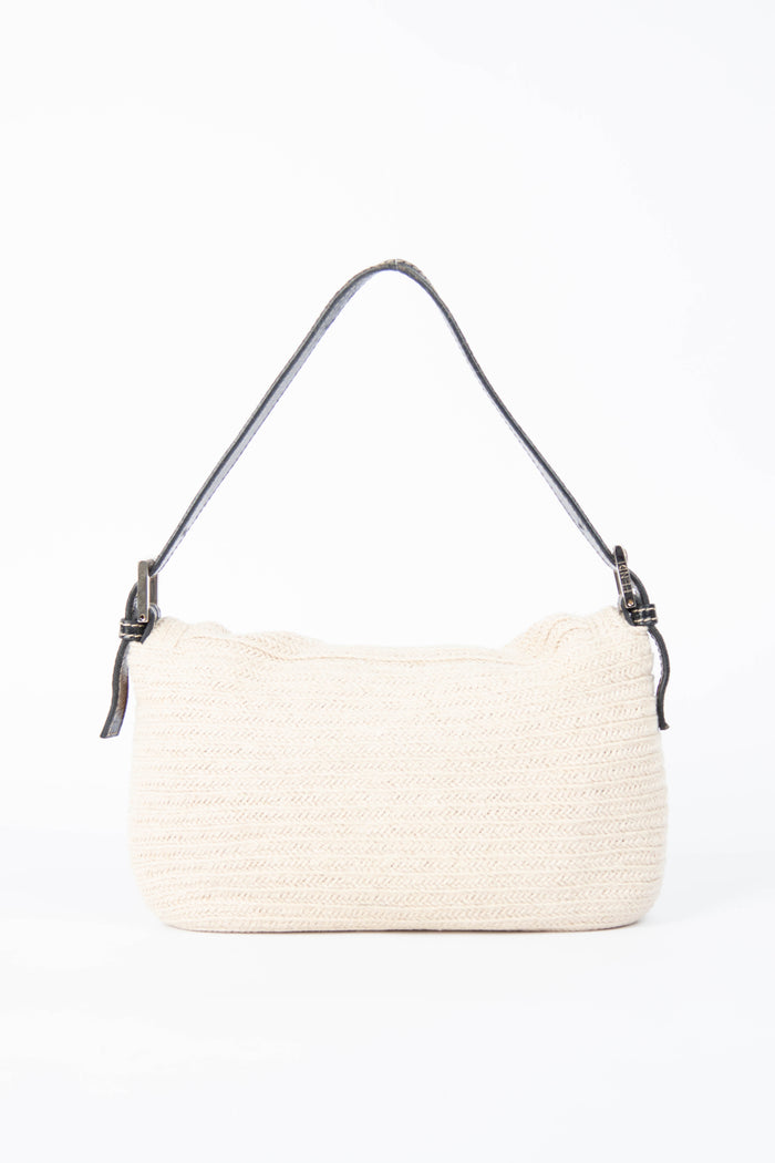 RARE Vintage Fendi Crystal Wicker Baguette Shoulder Bag